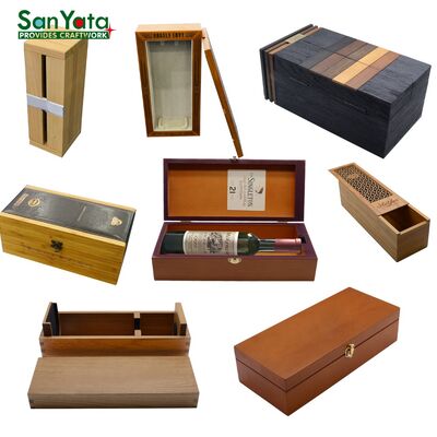 Custom Wooden Box China Factory Wooden Gift Box Own Design Wooden Wine Bottle Holder With LOGO Laser Engraving Optional Lining