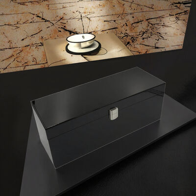 Handmade Luxury Wooden Champagne Bottle Box with Piano Black Lacquer Finish Rectangle Shape