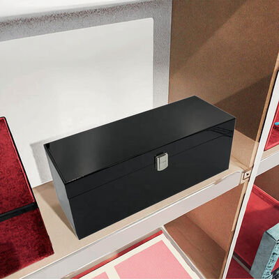 Handmade Luxury Wooden Champagne Bottle Box with Piano Black Lacquer Finish Rectangle Shape