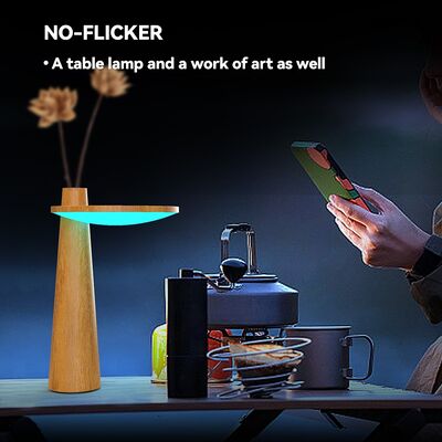Multiply Color Desktop Intelligent Lighting Desk Lamp with Oak/bamboo Wood Material Lamp Base for Interior