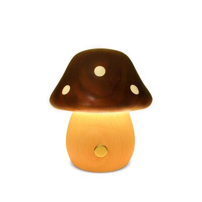 This Vintage Style Mushroom Lamp Combines Wood Craftsmanship with Soft Ambient Lighting