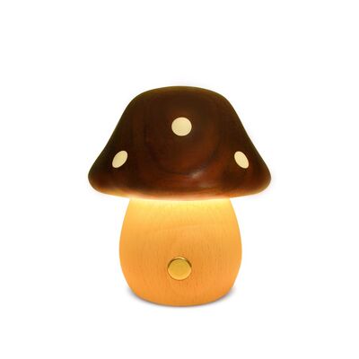 This Vintage Style Mushroom Lamp Combines Wood Craftsmanship with Soft Ambient Lighting