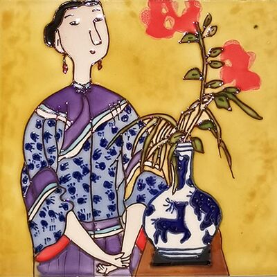 Custom Different Pattern Ceramic Art Decorative Tile  by Folk Artists