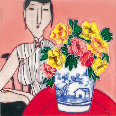 Hand-painted Women Picture Ceramic Picture Tiles for Gift