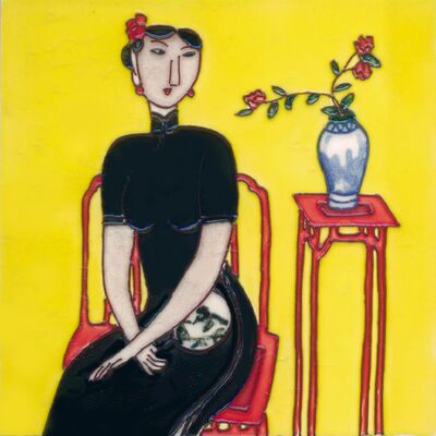 Hand-painted Women Picture Ceramic Picture Tiles for Gift