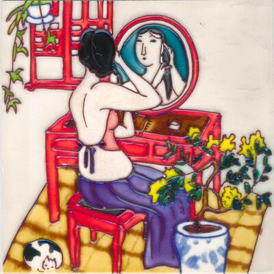 Hand-painted Women Picture Ceramic Picture Tiles for Gift