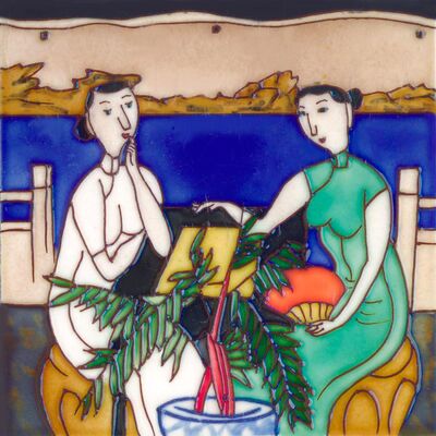 Hand-painted Women Picture Ceramic Picture Tiles for Gift