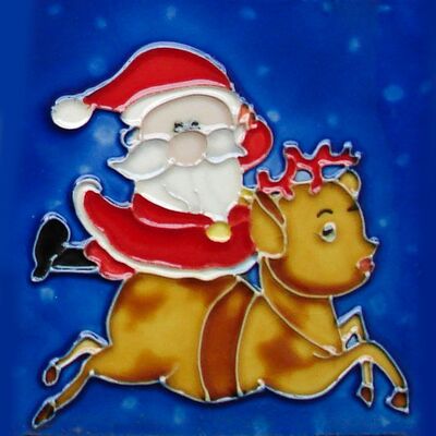 Christmas-themed  Hand-painting Ceramic Tile Mural for Desktop Decor&wall Decor