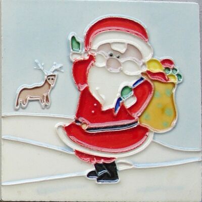 Christmas-themed  Hand-painting Ceramic Tile Mural for Desktop Decor&wall Decor