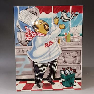 Handmade and Handpainted Art Home Decoration Which Is Called Tang San Cai Ceramic Picture