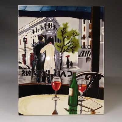 Handmade and Handpainted Decorative Glazed Ceramic Tile Picture Wall Hanging Artwork for Collection