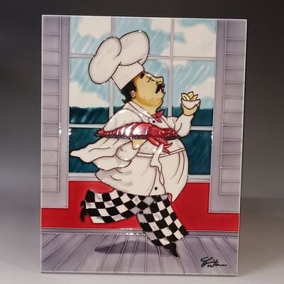 Handmade and Handpainted Decorative Glazed Ceramic Tile Picture Wall Hanging Artwork for Collection