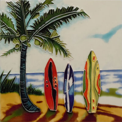 20x20cm Hand-Painted and Hand-Crafted Ceramic Art Tile Picture Pottery & Enamel Wall Hanging for Home Decoration