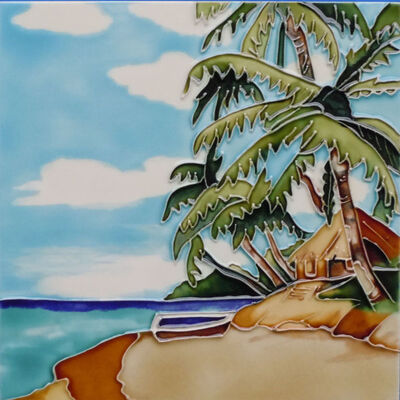 20x20cm Hand-Painted and Hand-Crafted Ceramic Art Tile Picture Pottery & Enamel Wall Hanging for Home Decoration