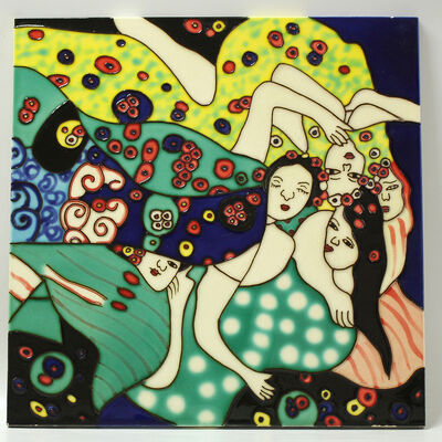 Hand-Painted and Hand-Crafted Ceramic Art Tile Picture Pottery & Enamel Wall Hanging for Home Decoration