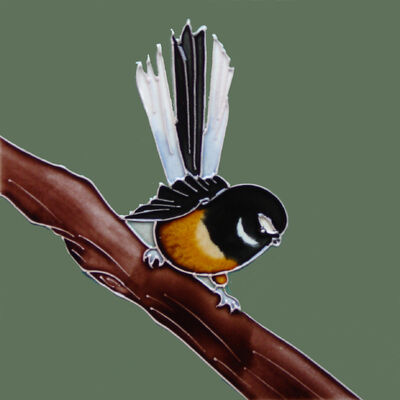 Handmade and Hand-Painted Glazed Ceramic Birds Tile Picture Wall Hanging Artwork