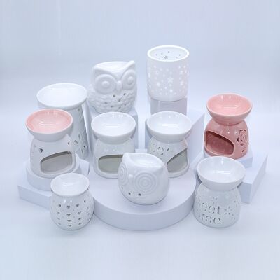 Candle-shaped Tabletop Ceramic Incense burner with Light-up Function for Weddings and Indoor Aromatherapy