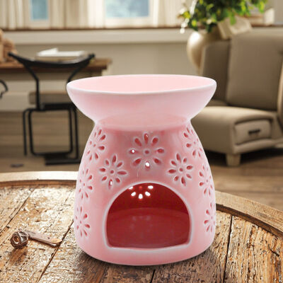Ceramic Candle Holder Aroma Burner for Essential Oil Candle Burner Wax Melt Burner with Sandalwood Scent for Yoga Spa