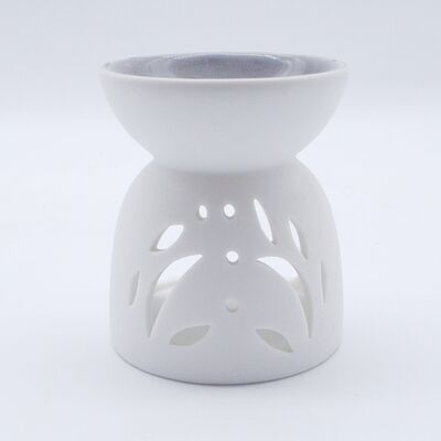 White Ceramic Aromatherapy Wax Melt Burner with Star Pattern Assorted Aromatherapy Tarts Holder Home Use Essential Oil Burner