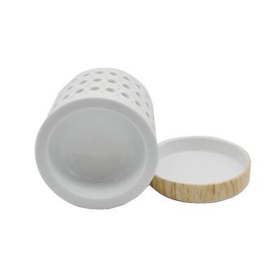 White Circular Pattern Ceramic Oil Burner Small Elegant Wax Melt Burners for Scented Wax  Candle Warmer Oil Burner