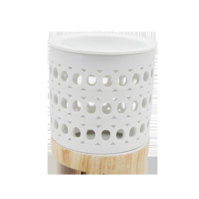 White Circular Pattern Ceramic Oil Burner Small Elegant Wax Melt Burners for Scented Wax  Candle Warmer Oil Burner