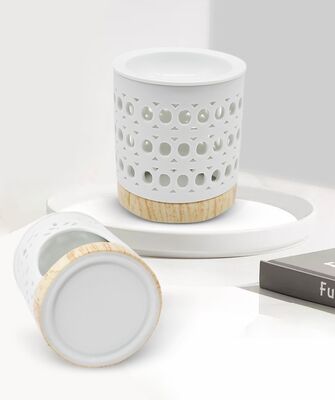White Circular Pattern Ceramic Oil Burner Small Elegant Wax Melt Burners for Scented Wax  Candle Warmer Oil Burner