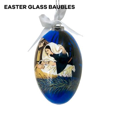 Custom Hand-Painted Easter Glass Egg Ornaments - Blown Glass, Holiday Decor, Personalized Gift, Bulk Wholesale Available