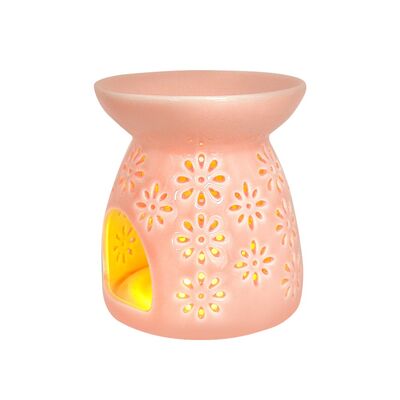 OEM/ODM Pink Custom Pattern Ceramic Wax Burner Aromatherapy Candle Holder Lamp Suitable for Home Decor GIft set