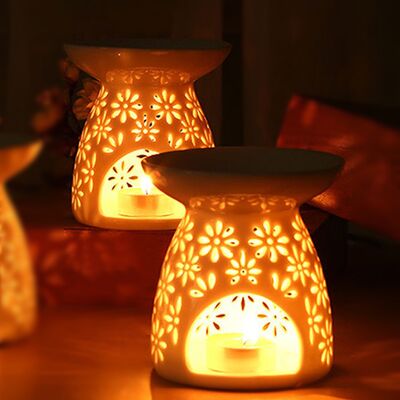 OEM/ODM Pink Custom Pattern Ceramic Wax Burner Aromatherapy Candle Holder Lamp Suitable for Home Decor GIft set
