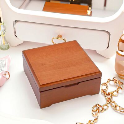 Luxury  Customizable rosewoodWooden Jewelry Gift Box with Glass Mirror Suitable for Couples Wedding Gifts