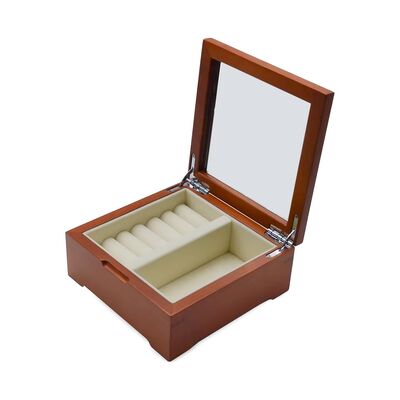 Luxury  Customizable rosewoodWooden Jewelry Gift Box with Glass Mirror Suitable for Couples Wedding Gifts