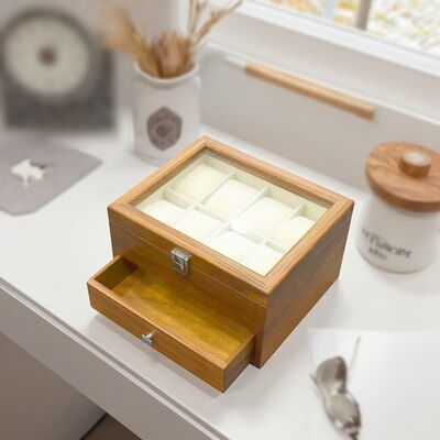 A Double-layered Packaging Box Crafted From Premium, Customised Rosewood for Ladies' Jewellery