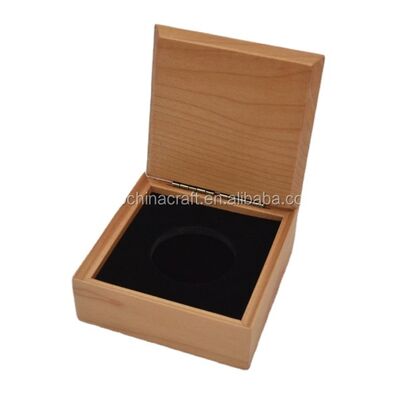 Handmade Customized Single Wooden Coin Box in Timber Varnishing Handling
