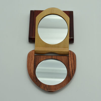 Promotional Maple and Rosewood Wooden Pocket Mirror