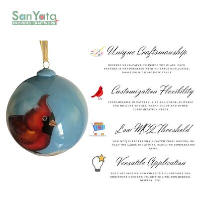 Factory Price Customizable Hand Painted Glass Ball  for Holiday Parties Christmas Tree Ornaments ODM/OEM Factory Direct