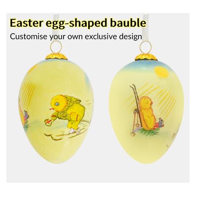 Hand-painted Egg-shaped Glass Decoupage Ornaments Suitable for Easter Decorations and Gifts