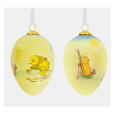 Hand-painted Egg-shaped Glass Decoupage Ornaments Suitable for Easter Decorations and Gifts