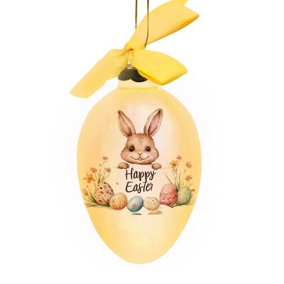 Custom-made Handcrafted Rabbit Glass Ornaments in an Egg Shape for Interior Decoration
