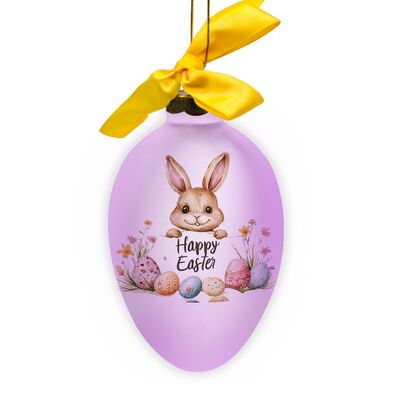 Custom-made Handcrafted Rabbit Glass Ornaments in an Egg Shape for Interior Decoration