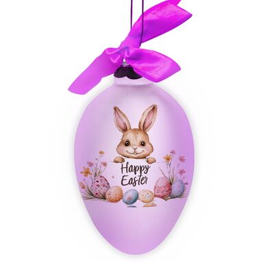 Custom-made Handcrafted Rabbit Glass Ornaments in an Egg Shape for Interior Decoration