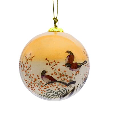 Wholesale Cardinal Bird Hand-Painted Glass Christmas Ball Ornament 3.9" Custom Pattern Hanging Ball Tree for Xmas Decoration