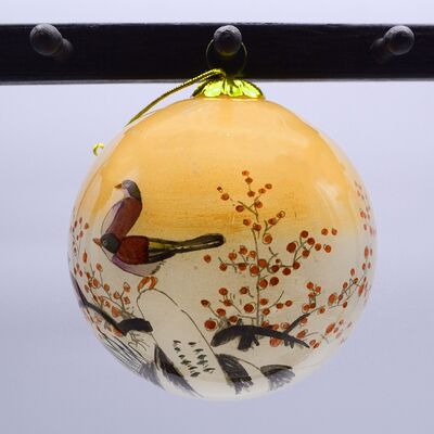 Wholesale Cardinal Bird Hand-Painted Glass Christmas Ball Ornament 3.9" Custom Pattern Hanging Ball Tree for Xmas Decoration
