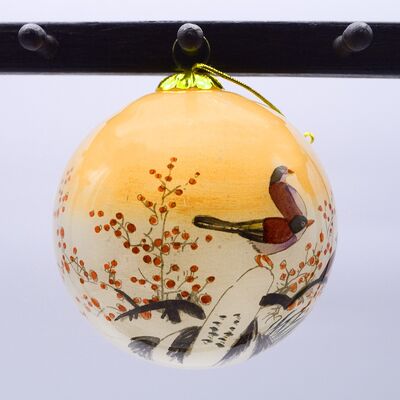 Wholesale Cardinal Bird Hand-Painted Glass Christmas Ball Ornament 3.9" Custom Pattern Hanging Ball Tree for Xmas Decoration