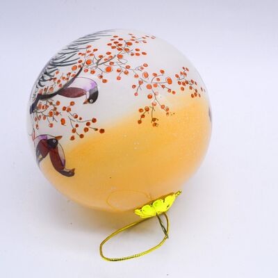 Wholesale Cardinal Bird Hand-Painted Glass Christmas Ball Ornament 3.9" Custom Pattern Hanging Ball Tree for Xmas Decoration