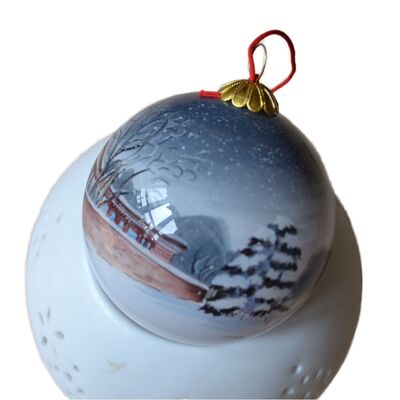 Unque Gift Hand-Painted Glass Christmas Ball Ornament 3.9" (10 Cm) Hanging Ball Christmas Tree Ornaments for Xmas Decoration