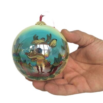 Custom Gold Foil Logo Christmas Glass Ball Ornaments Internally Hand-Painted, Luxury Corporate Gift Holiday Decor Bulk Wholesale