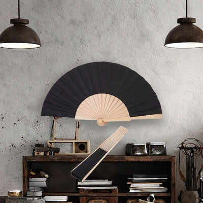 Chinese Personalized Black Large Wedding Bamboo Fans with Carved Bride and Groom for Wedding Gift & Souvenir