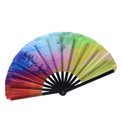 Wholesale Large Rainbow Pride Hand Fan 33cm Foldable Bamboo Fan for Promotional Parade Gifts & Summer Festival Events