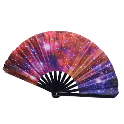 13 Inch Galaxy Nebula Print Folding Fan Large Bamboo Clack Fan for Space Theme Rave Party & Astrology Gift