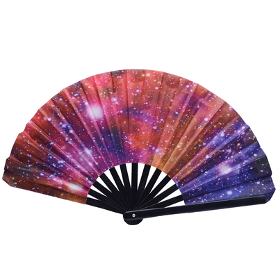 13 Inch Galaxy Nebula Print Folding Fan Large Bamboo Clack Fan for Space Theme Rave Party & Astrology Gift